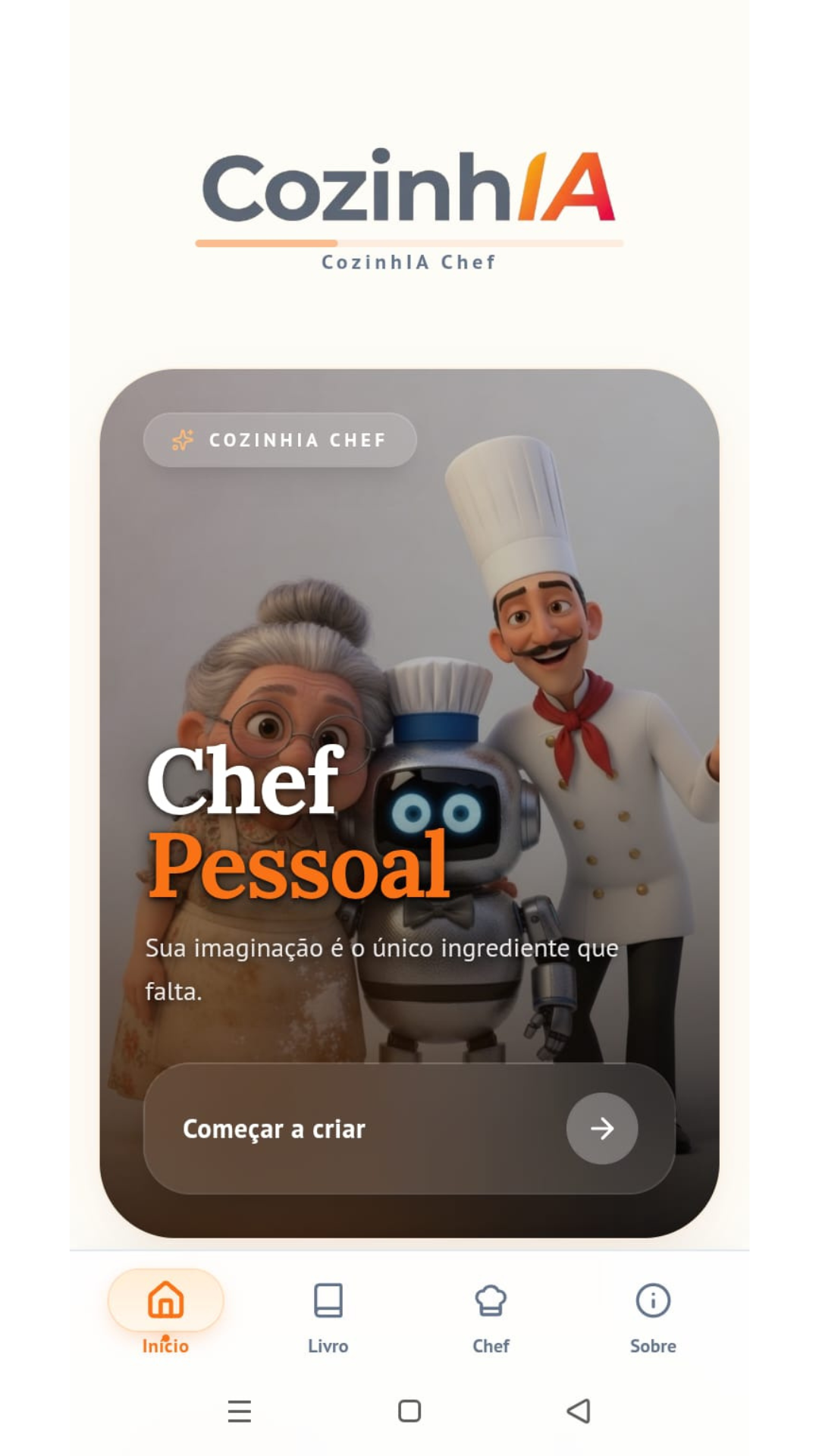 Tela Chef Pessoal do CozinhIA