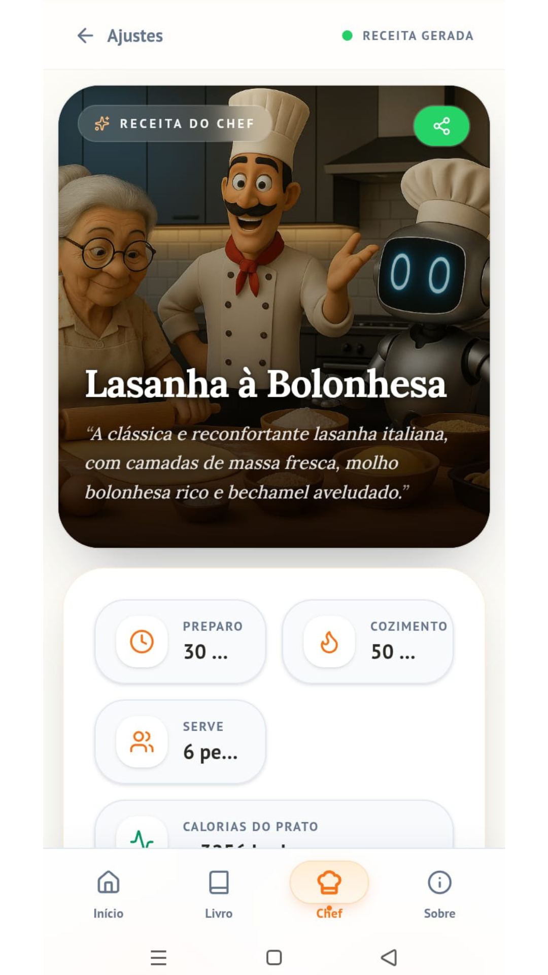 Tela Receita gerada do CozinhIA